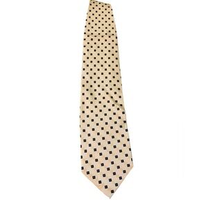 DiMoggio vintage silk tie. Cream with blue geometric pattern. EUC